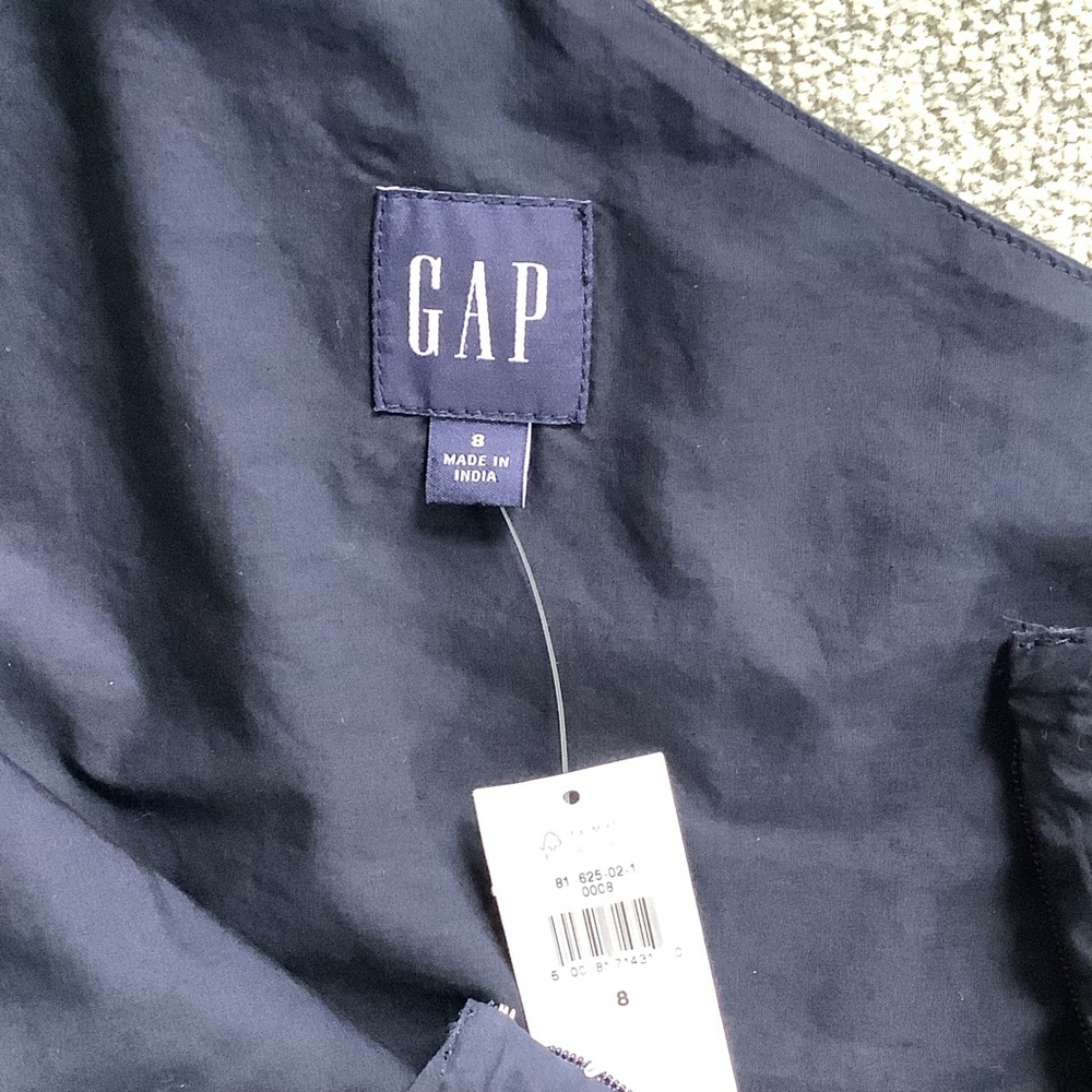 GAP Navy Blue One Shoulder Maxi Cotton Dress NWT Sz. 8 - Picture 5 of 10